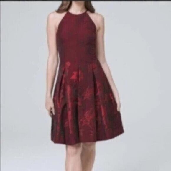 NWOT White House Black Market Floral-Jacquard Fit-And-Flare Dress - Picture 2 of 5